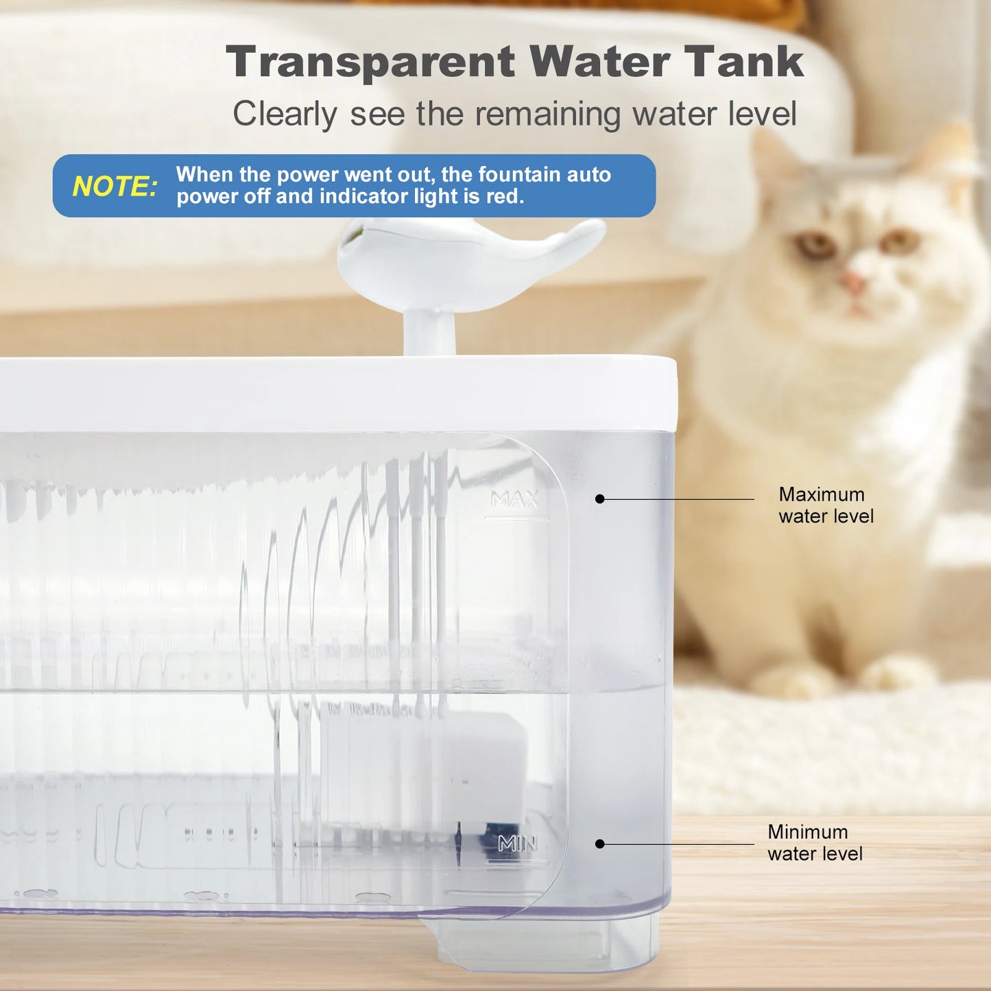 Cat&Dog Water Fountain Auto Filter Transparent Drinker USB Electric Mute Recirculate Filtering Large Capacity Water Dispenser