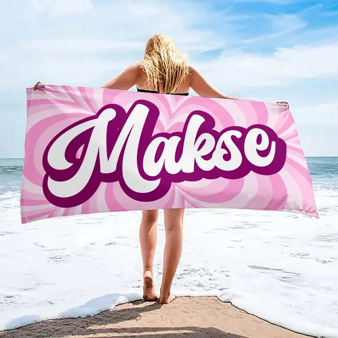 Bohemian Custom Names Beach Towels Stripe Microfiber Towels Absorbent Quick-Drying Soft Yoga Swimming Towels For Men Women Kids