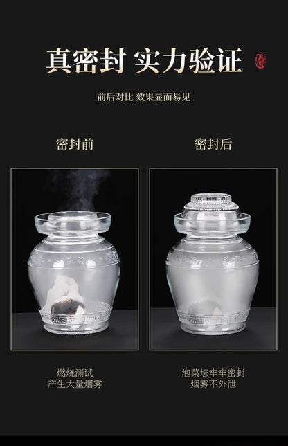 Traditional Fermenting Kit Crock with Water Seal Airlock Lid, for Pickles Kimchi Sauerkraut,Glass Jar with Lid Fermentation Jar