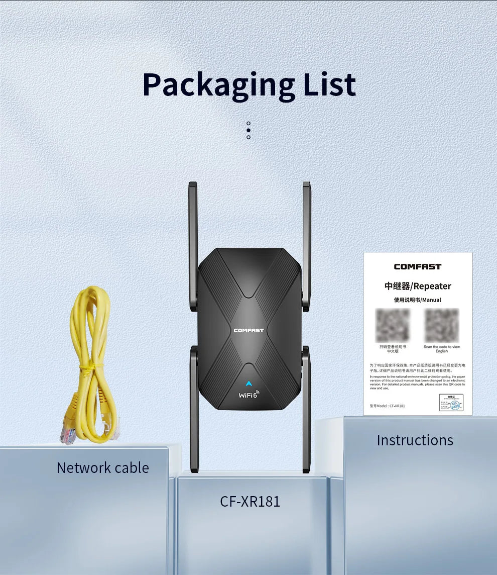 Comfast Extender 1500Mbps/WiFi 5 1200Mbps Extender Dual Band 2.4G&5.8G Wireless Repeater WiFi Range Booster AP/Router 4 Antennas