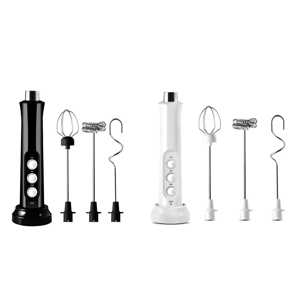 Handheld Egg Beater Mixer Drink Blender with 3 Modes 3 Whisk USB Charger Bubble Maker Coffee Foamer USB Electric Milk Frother