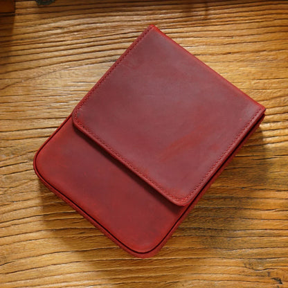 Crazy Horse Leather Pen Box Handmade Magnetic Drawer Style Student Pen Bag Storage Box Office Student Supplies