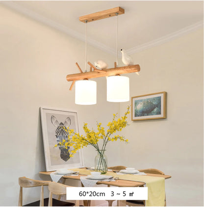 Decorative Nordic Pendant Lights Glass Hanging Lamp Dining Kids Room Restaurant Creative Animal Birds Pendant Lamp Wood Lighting