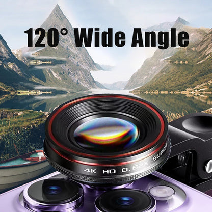 Mobile phone external lens kit with clip wide-angle/25X macro/ fisheye camera lens for photography Compact and portable 3-in-1