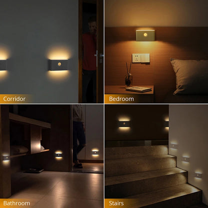 Smart Motion Sensor LED Night Lights, Eye Protection Bedside Night Lamp Cabinet Lighting for Bedroom Bathroom Hallway Camping