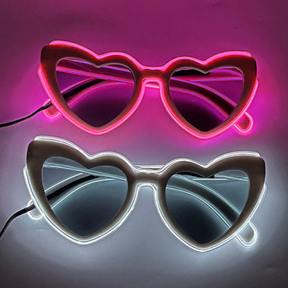 Light Up LED Glasses 5 Colors Heart Shape Glow Glasses Glow in The Dark Party Supplies Neon Party Favors for Kids Adults