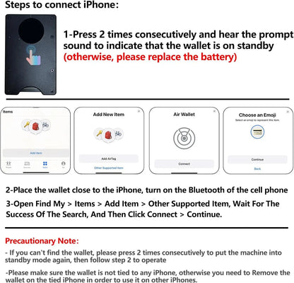 RFID Blocking Credit Card Holder, Slim Wallet For Men, Compatible with Find My iOS Only, Detachable Money Clip