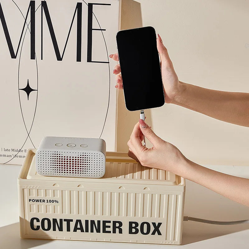 Cable Storage Box With Lid For Home Office High Capacity Cord Organizer Space Saving Desktop Socket Cable Management Box