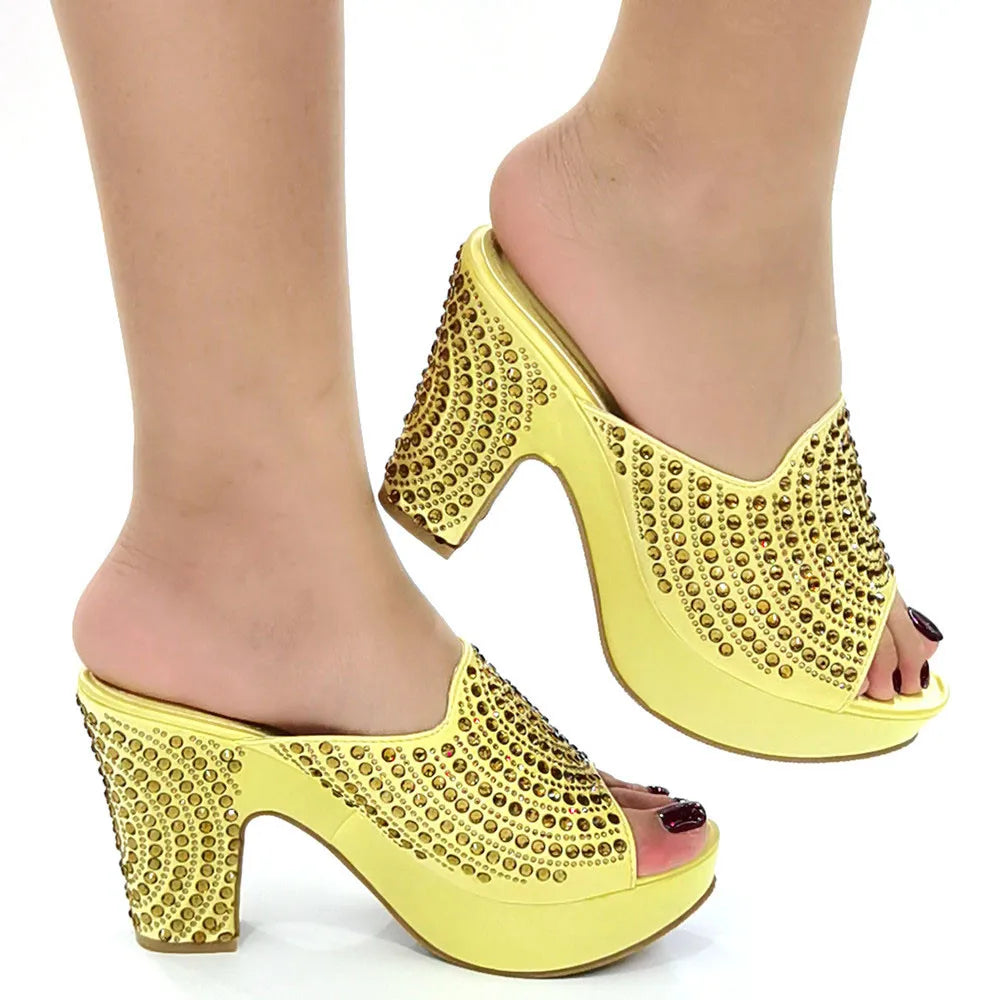 Purple Color Wedding Shoes Woman Open Toe Ladies Sandals Shoes Party Wedding Shoes Decorated with Rhinestone New Arrival Shoes