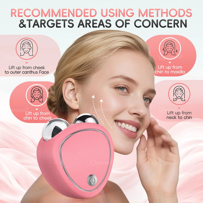 Microcurrent EMS Face Lifting Roller Facial Massager Skin Tightening Rejuvenation Anti-Wrinkle Rechargeable Device Beauty Tool