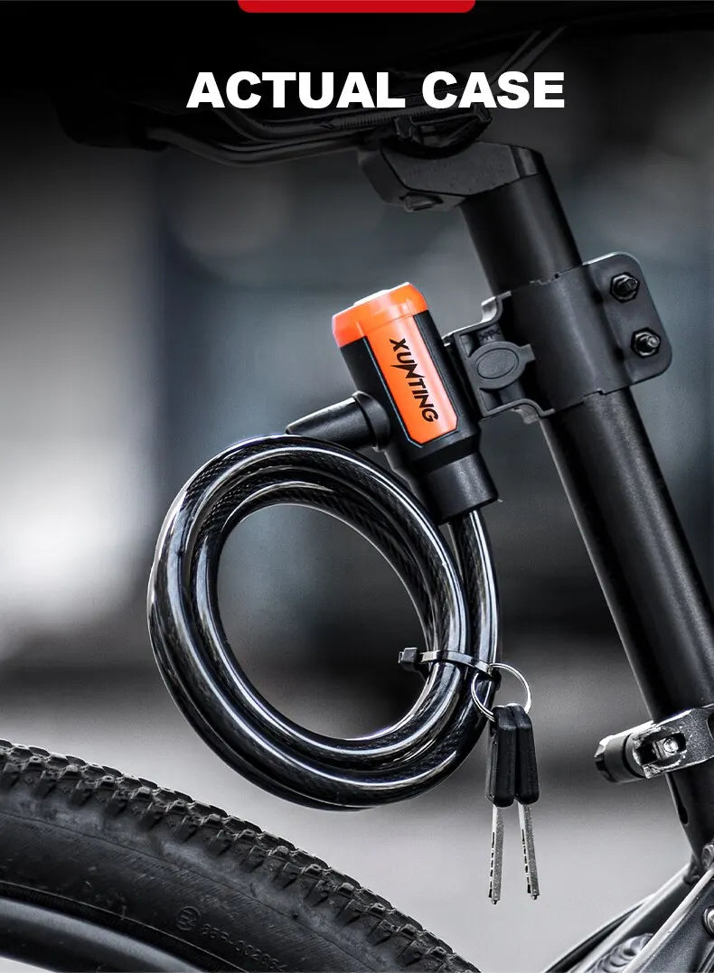 Xunting Bike Lock Coiled Secure Keys Bike Cable Lock with Mounting Bracket Weathproof Anti Theft Scooter Bicycle Lock