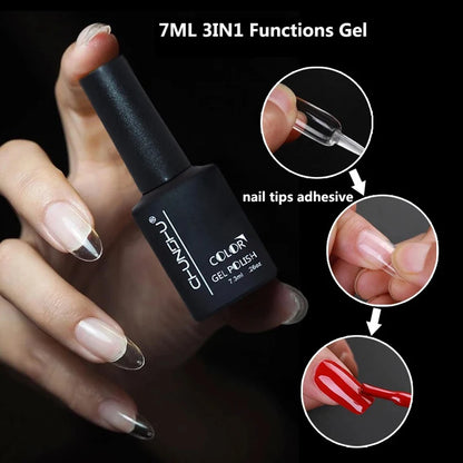 3 IN1 Nail Glue Gel Fast Extension Acrylic False Tips Sticking Decoration Press on Nails Art Tools Functional Gel French DIY 7ml