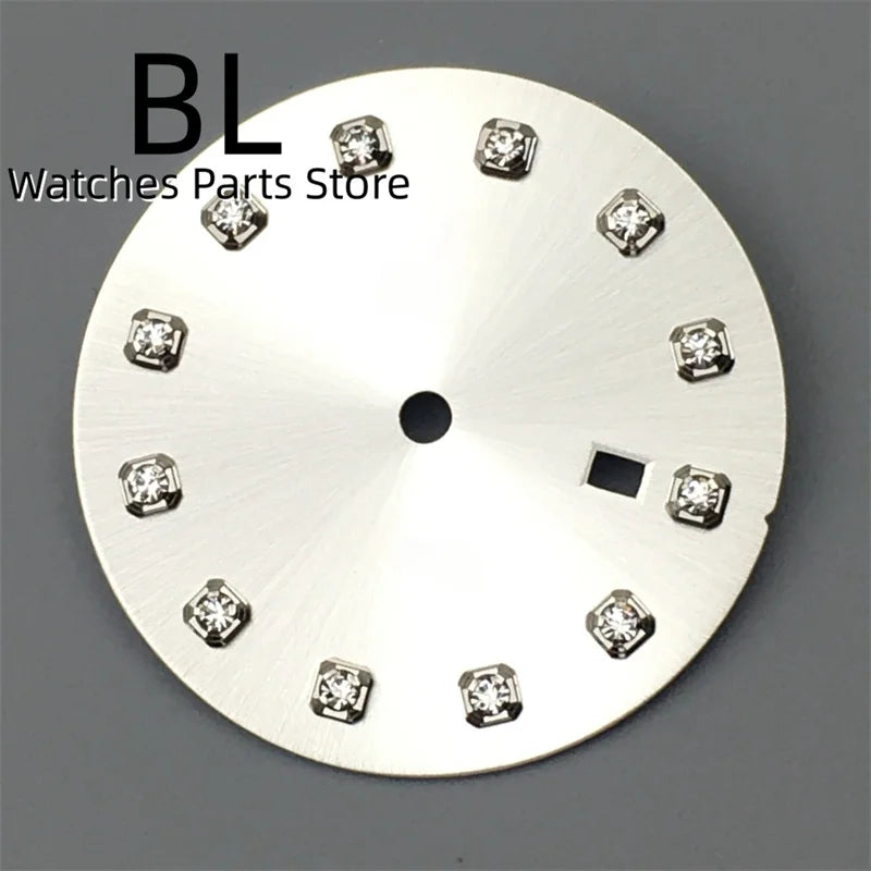 BLIGER 24.5mm Watch Dial Hand Set Sunburst Gray Rose White Mother Pearl Dial Roman Diamond Index Fit NH05 Movement Women Watches