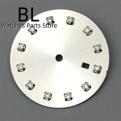 BLIGER 24.5mm Watch Dial Hand Set Sunburst Gray Rose White Mother Pearl Dial Roman Diamond Index Fit NH05 Movement Women Watches
