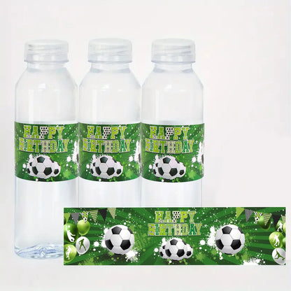 10pcs Green Soccer Bottle Labels Stickers Football Theme Sticker For Sports Soccer Theme Birthday Party Supplies Decor