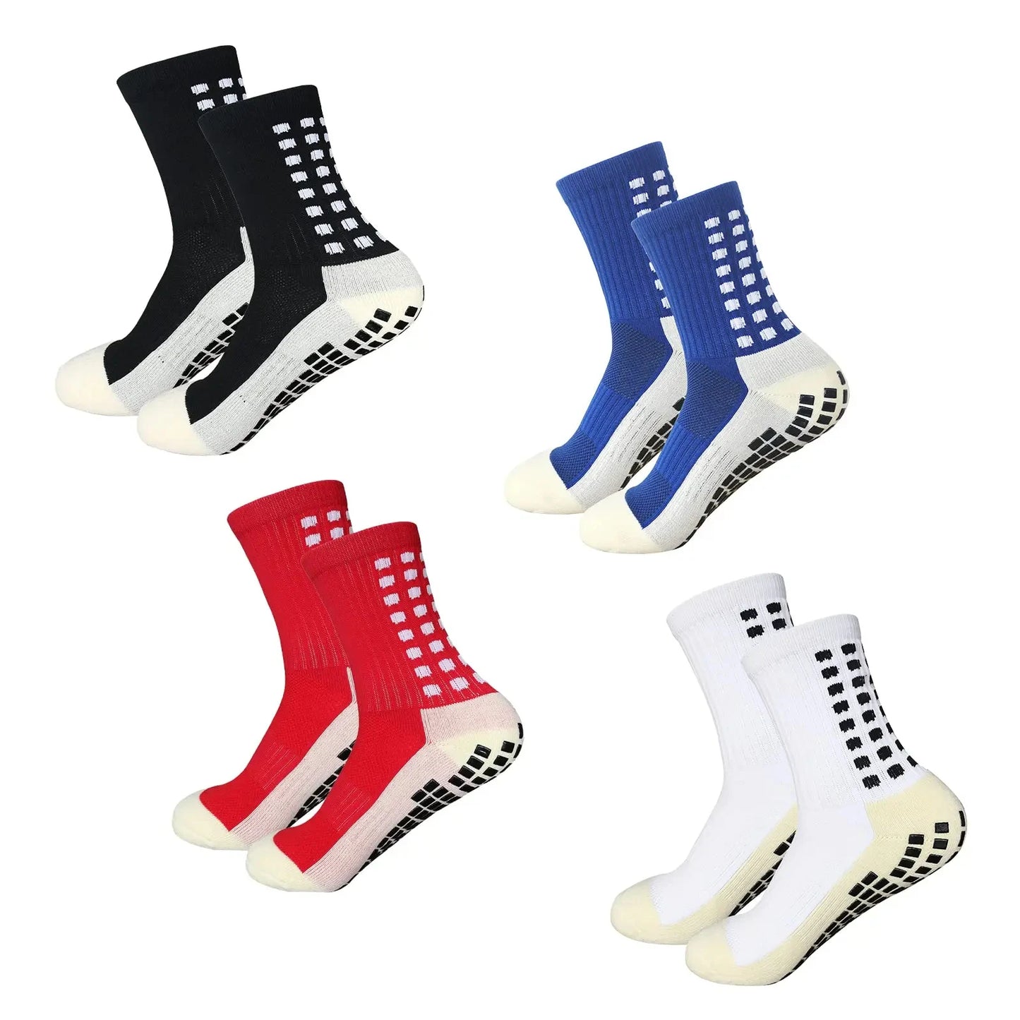 4 Pairs of Sports Socks Football Socks Men's Mid-calf Socks Breathable Silicone Anti-slip Dot Socks Basketball Yoga Socks