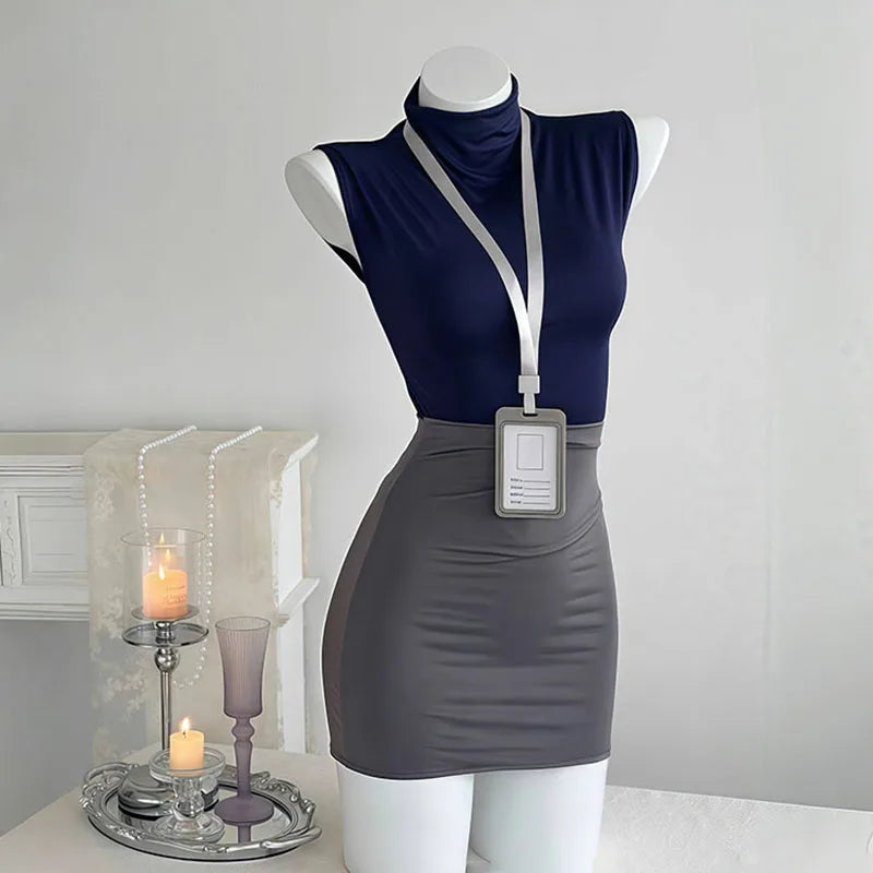 Sexy Office Lady Cosplay Costumes Erotic Lingerie Hip Wrap Skirt Set Women's Secretary Uniform Temptation Porno Clothes Pajamas