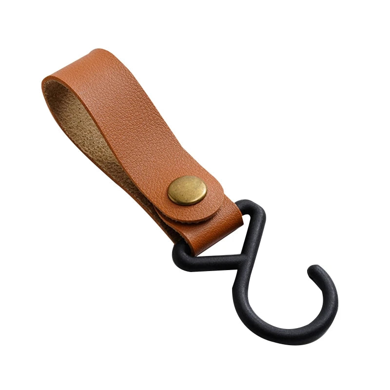 1/2pcs Portable PU Leather Baby Stroller Hook Hanger Velcros Pram Hook Carabiner Cart Organizer Clip for Stroller Accessories