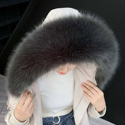Detachable Faux Fur Collar Extra Large Warm Fake Fur Scarf Wrap Evening Cape For Winter Womens Coat Faux Fur Hood Ttrim Collar