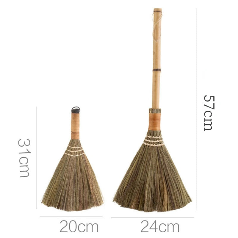 Retro Japanese Soft Hair Brooms Wood Floor Sweeping Straw Braided Household Floor Cleaning Household Floor Useful Cleaning Tools