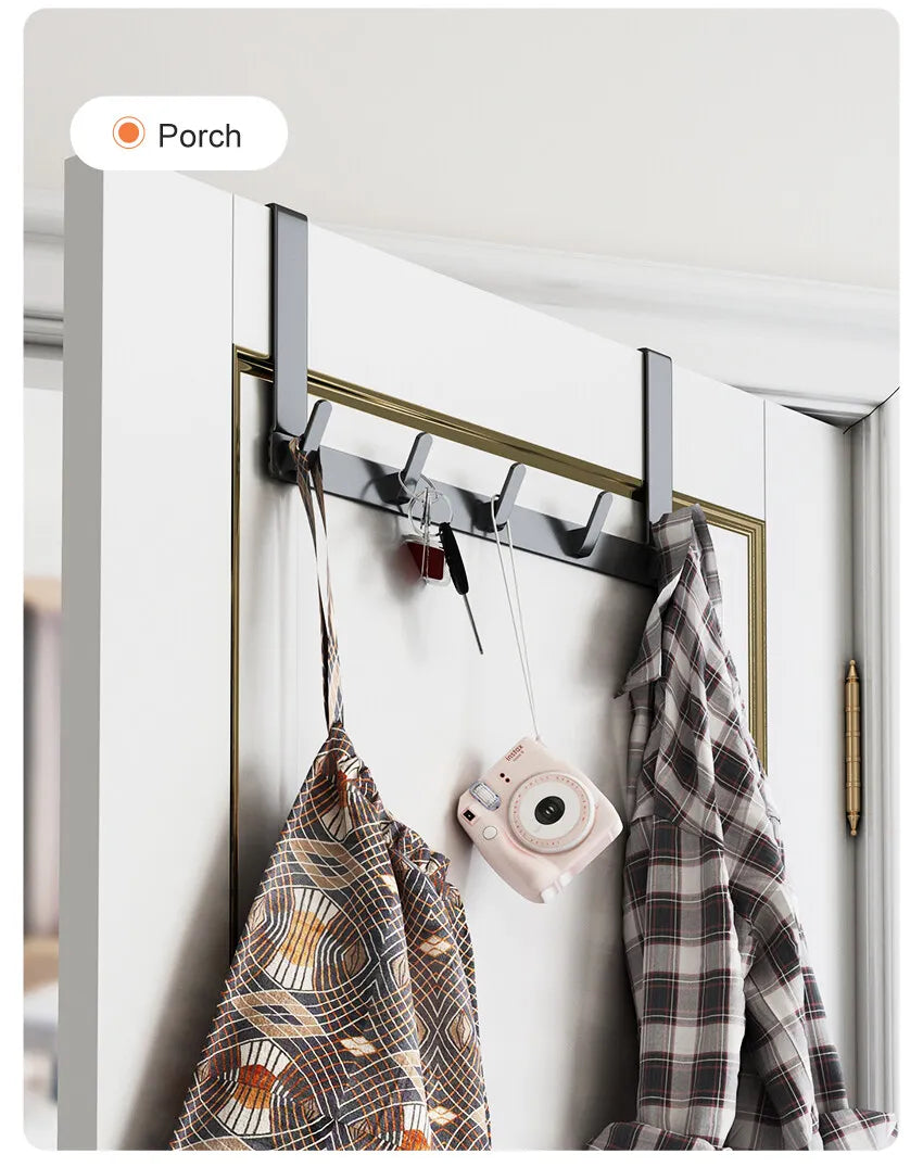Hooks Over The Door Bathroom Organizer Rack Durable Hanging Row Hook Holder Clothes Coat Hat Towels Hanger Storage 5/6/7 Hooks