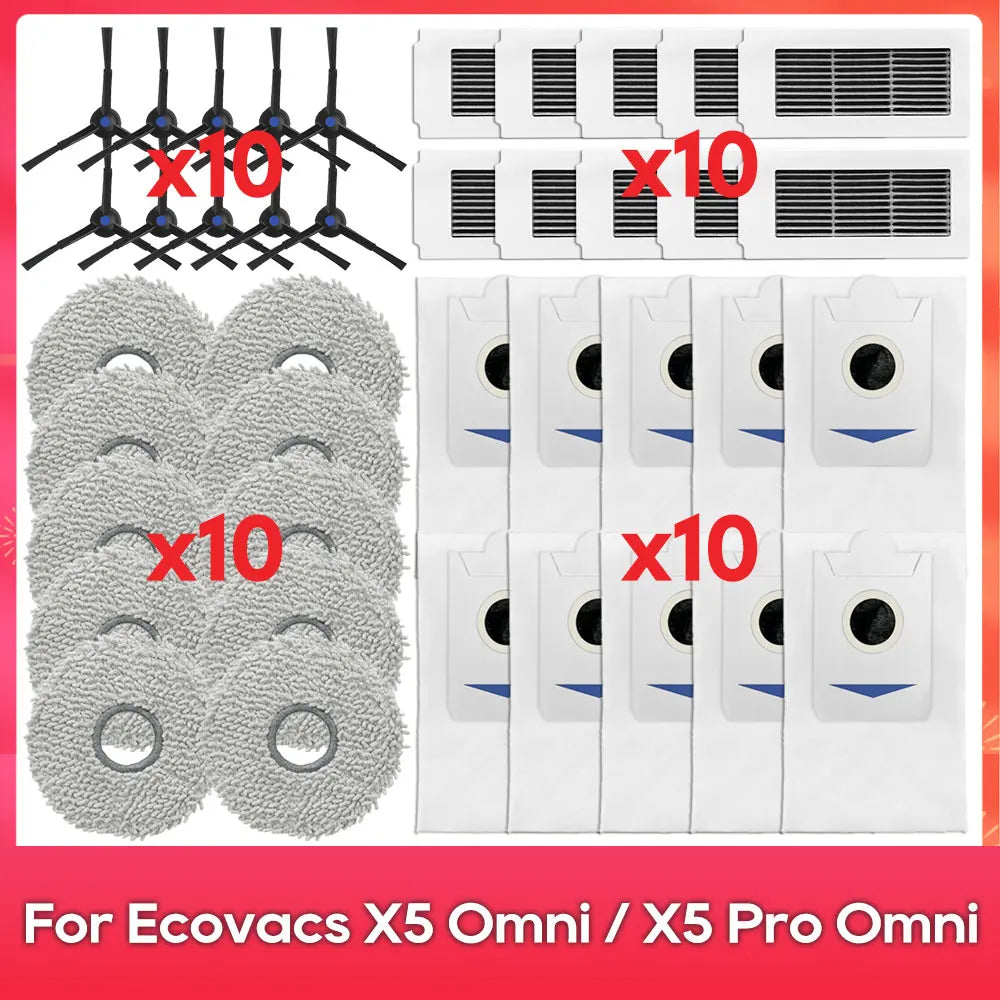 Fit For ( ECOVACS X5 OMNI / X5 PRO OMNI ) Part Accessories Main Side Brush Filter Mop Cloth Dust Bag Robot Vacuum Cleaner Kit