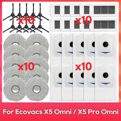 Fit For ( ECOVACS X5 OMNI / X5 PRO OMNI ) Part Accessories Main Side Brush Filter Mop Cloth Dust Bag Robot Vacuum Cleaner Kit