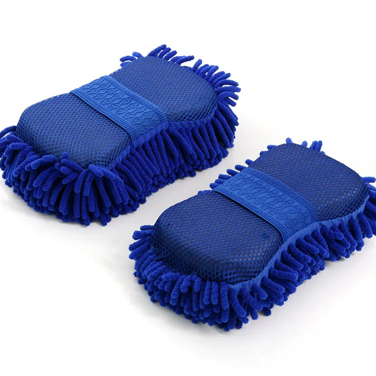 2Pcs Car Cleaning Brush Cleaner Tools Microfiber Car Washer Sponge Cleaning Washing Towel Auto Gloves Car Washing Accessories