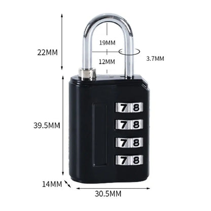 4 Digit Number Combination Pad Lock Padlock Outdoor Waterproof Lock Suitcase Luggage Security Coded Lock