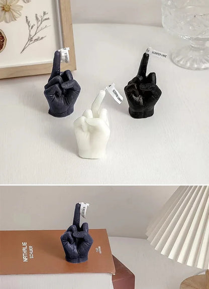 Creative Candles Middle Finger Shaped Gesture Scented Candles Niche Funny Quirky Gifts Home Decoration Ornaments Birthday Gifts