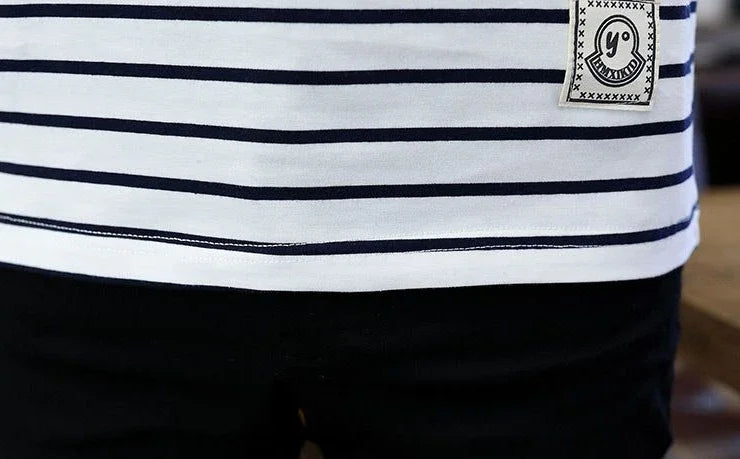 T Shirts for Men Stripe Tops Red Cotton Male Clothes Round Neck Harajuku Fashion Sale High Brand Regular Fit It Full Sleeve Tee