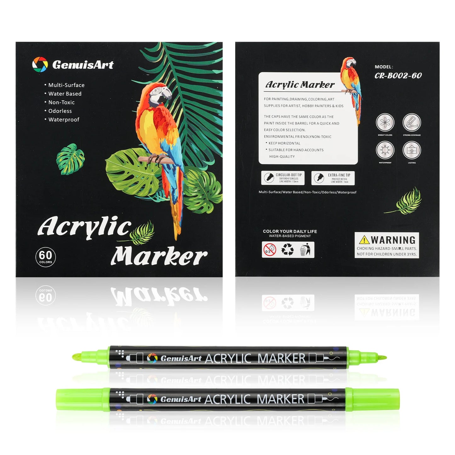 12/24/36/48/60/80 Colors Dual Tip Acrylic Paint Pens Markers Art Supplies for Wood, Rocks, Canvas, Glass, Ceramic, DIY, Graffiti