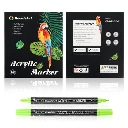 12/24/36/48/60/80 Colors Dual Tip Acrylic Paint Pens Markers Art Supplies for Wood, Rocks, Canvas, Glass, Ceramic, DIY, Graffiti