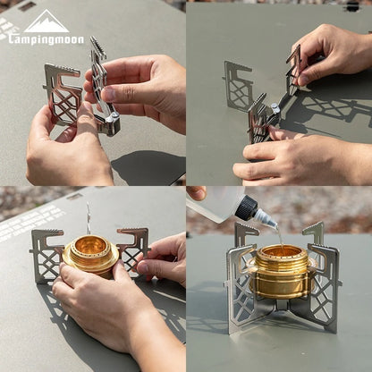 CAMPINGMOON AS-1/AS-ST Outdoor Small Picnic Equipment Alcohol Stove Brass Stove Liquid Alcohol Stove Head Portable Stove