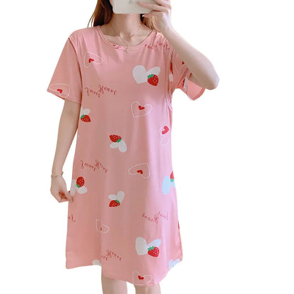 Maternity Clothings Nursing Dresses Breastfeeding Sleepwear Pattern Printing Cheerful and Lively Girl Feeling for Pregnant Women
