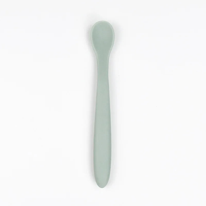 1PC Baby Soft Silicone Spoon Food-grade Silicone Children's Supplementary Feeding Training Spoon Long-handle Silicone