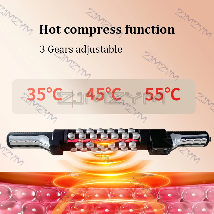 Relaxed Red Light Heated Massage Device 360 Rotating Inner Ball Muscle Relaxation Massage Roller For Whole Body Anti Cellulite