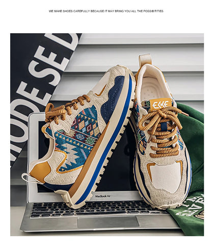 2025 Trend Print Mens Fashion Shoes Design Chunky Men Casual Sneaker Breathable Platform Sneakers Male Running Jogging Shoes