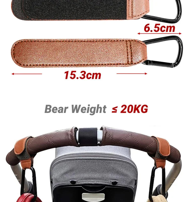1PCS Baby Stroller Hook PU Leather Adjustable Pram Hook Cart Organizer Diaper Bag Hanger Children Boy Girl Travel Accessories