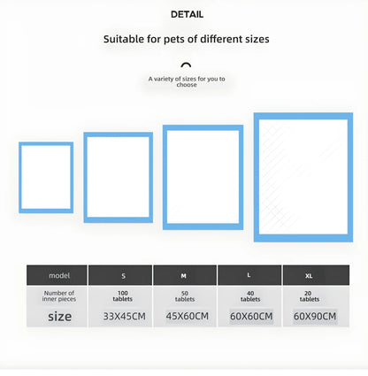 100/50/40/20PCS Pet Diaper Pads Absorbent Odor-Control Quick Dry Puppy Dog Training Pee Mats Pet Supplies Dog Toilet Disposable