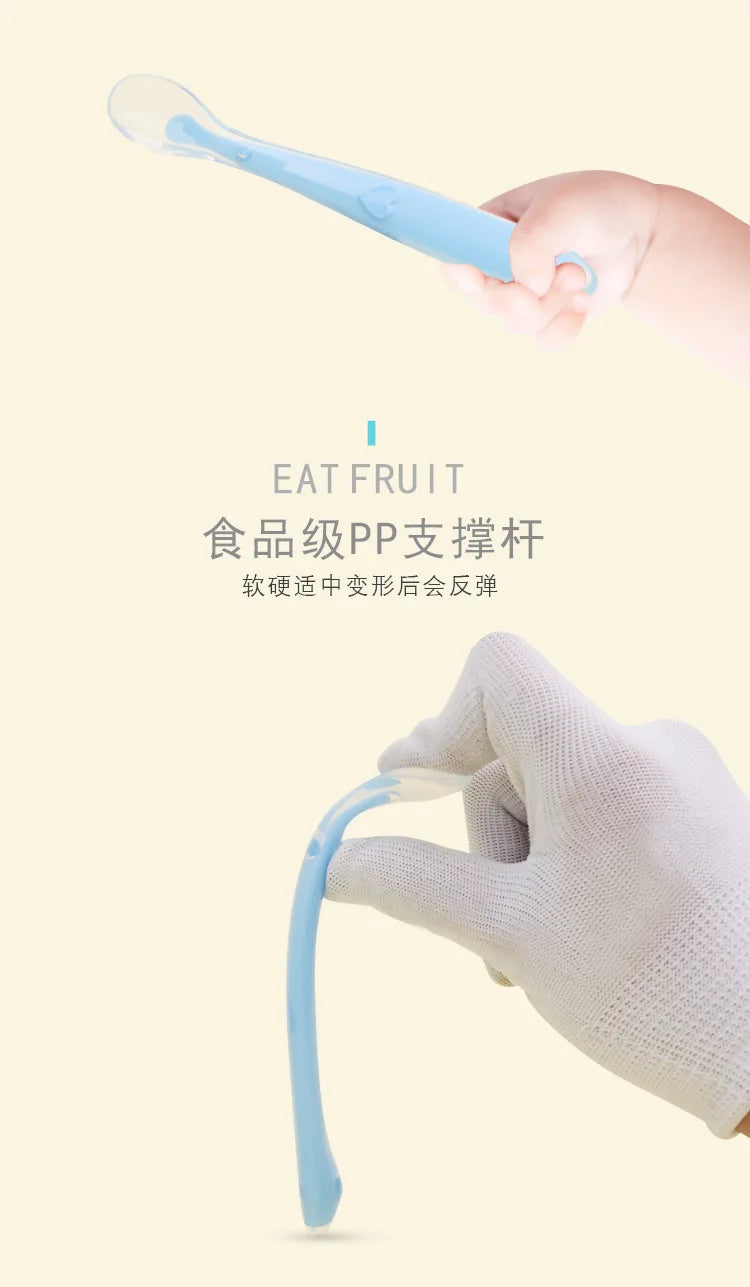 Silicone Soft Spoons for Baby Infant Feeder Spoons for Children Kids Soft Safety Feeding Spoons BPA Free Baby Utensils Flatware