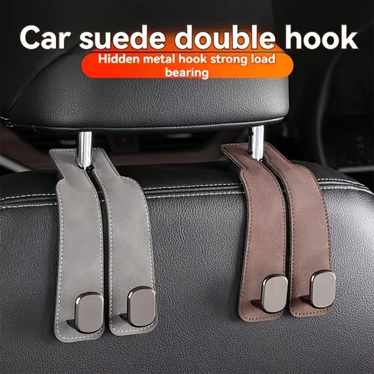 Car Purse Hook for Headrest - Premium Leather & ABS -Duty Hooks, Easy Install Car Seat Back Storage Hook