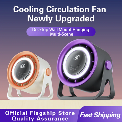 TINSOL 2500mAH Portable Electric Fan with Ambient Light Turbo Mute Electric Fan Desktop Wall Mount Ceiling Air Cooler