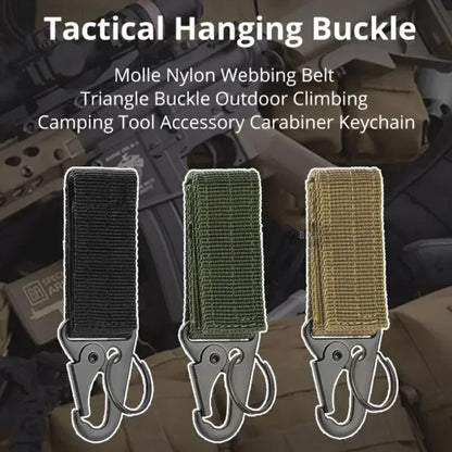 2pcs Tactical Hook Buckle, Mountaineering Hook Buckle Key Bag Accessories Hook Buckle Strap, Triangle Keychain for Outdoor Use
