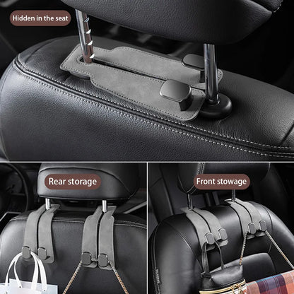 BLALION Car Seat Headrest Hook Universal Hidden Auto Hook Suede Metal Hanging Hooks Interior Seat Back Hanger Hook Accessories