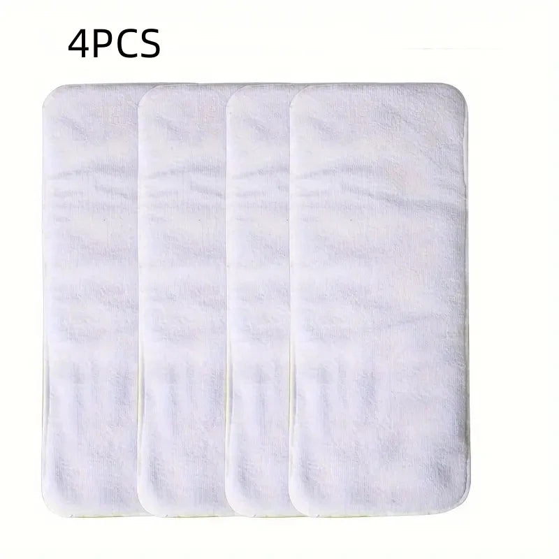 4PCS Reusable Adult Diaper Inserts Pads -Soft Breathable Microfiber/Bamboo Charcoal Liner for Day and Night Use 2 Sizes