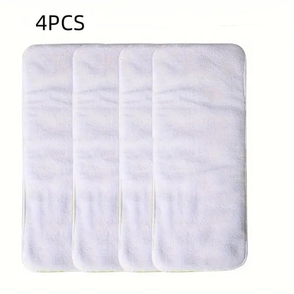 4PCS Reusable Adult Diaper Inserts Pads -Soft Breathable Microfiber/Bamboo Charcoal Liner for Day and Night Use 2 Sizes