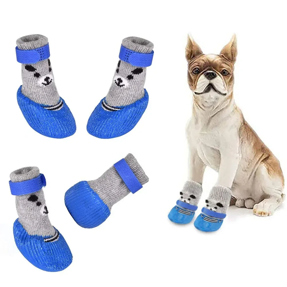 Dog Socks Waterproof Shoes Breathable Sock for Dogs Cats Non-Slip Soles Adjustable Small Dog Paw Socks for Indoor Outdoor