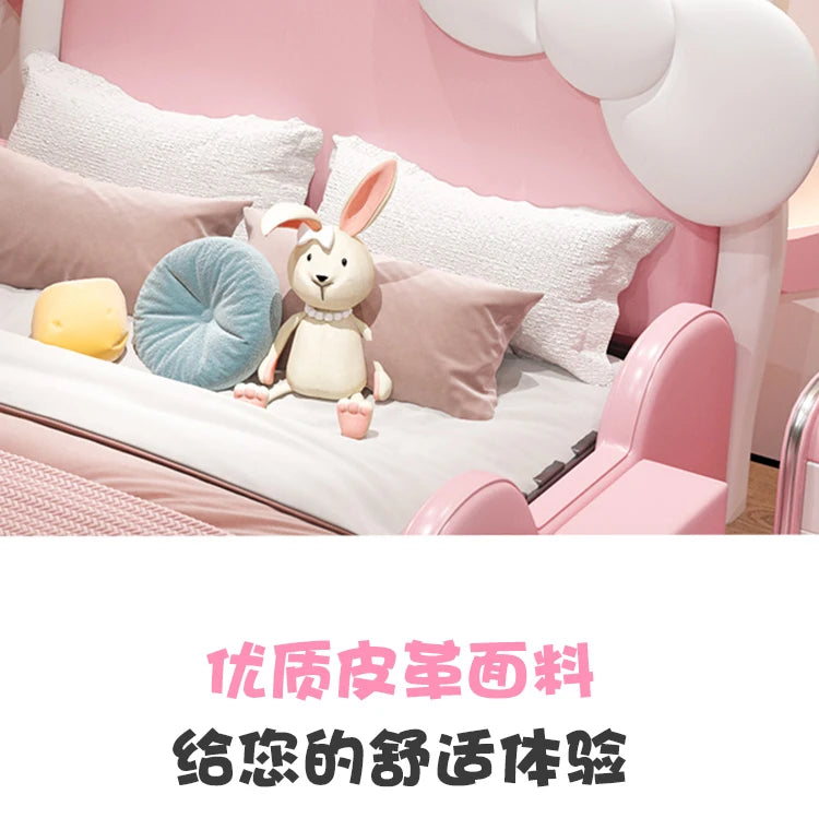 150X200cm Modern Childrens cartoon girl princ ess bed pink queen size bed frame full  double bed complete bedroom furniture