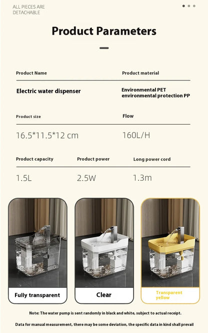 Cat Water Fountain Cat automatic water dispenser filters circulating flowing water intelligent pet automatic water dispenser